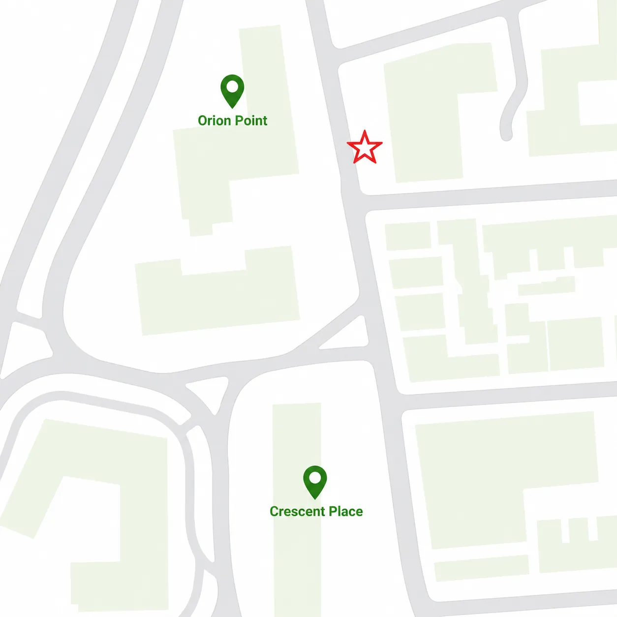 Crescent Place and Orion Point stop map